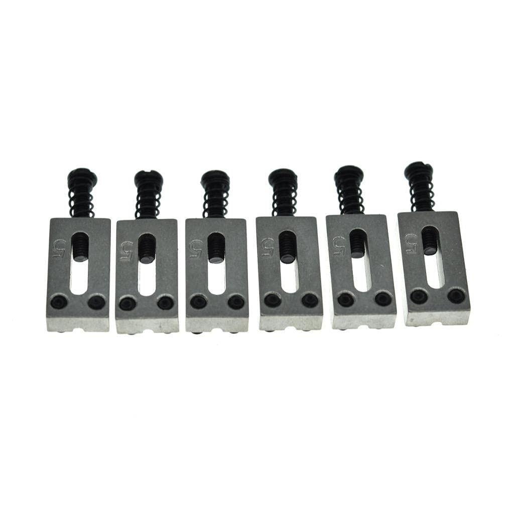 KAISH Set of 6 Stainless Steel Saddles Electric Guitar Bridge Saddle 10.5mm with Black Screws for Strat Tele Guitars